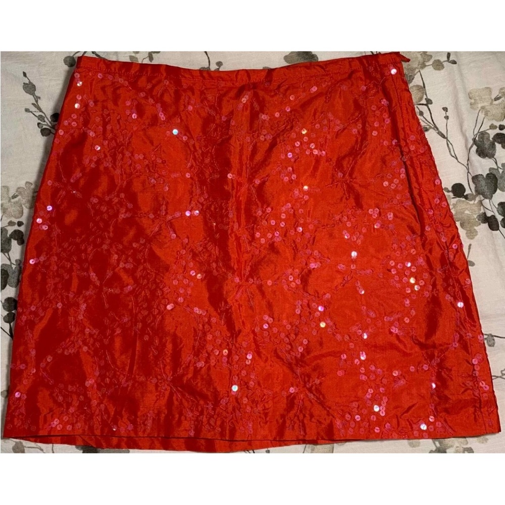 NWT*French Connection Red Sequin Mini Skirt*Sz 4